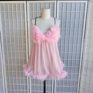 Trickz N ' Treatz Elegant Pink Feathered Babydoll